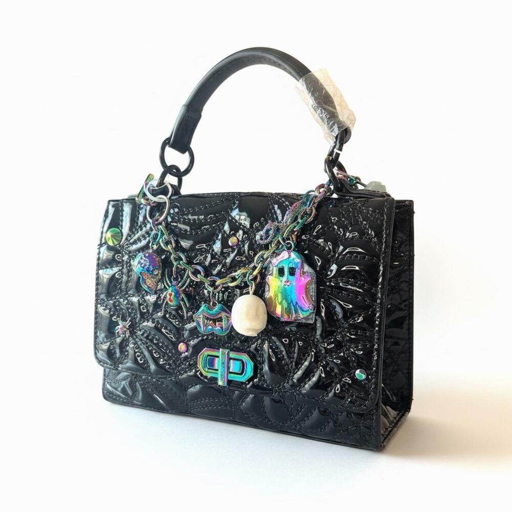 NWT Betsey Johnson Charms & Spells Bag Black Patent Halloween Crossbody HTF